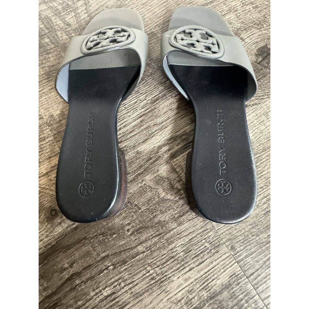 Tory Burch Womens Bombe Miller Slide Sandal Calf Leather Grey Size 7M - Picture 6 of 13